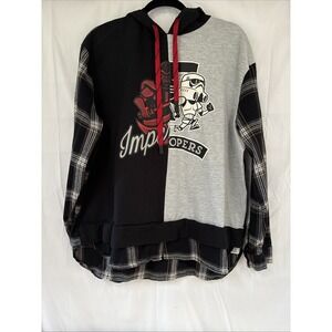 Disney Star Wars Imperial Troopers Split Hoodie Flannel Shirt Size XL Patchwork